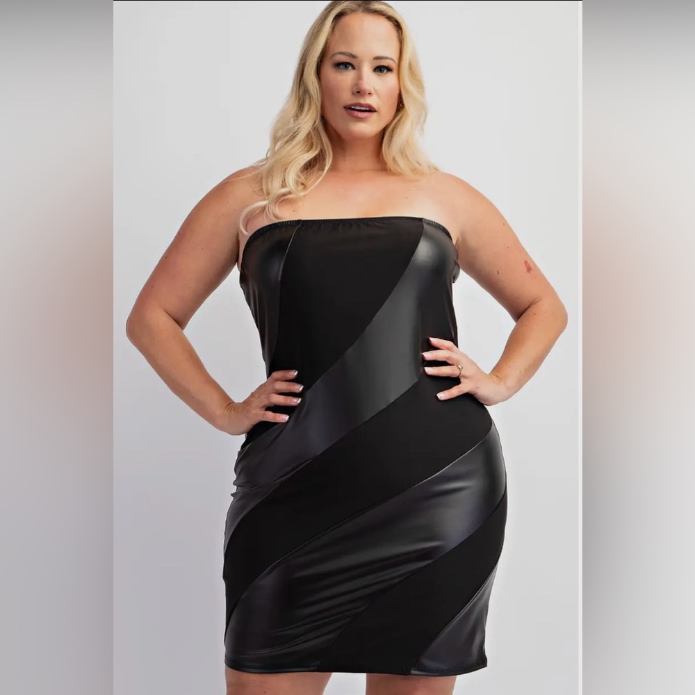 Dani Noir Faux Leather Tube Dress